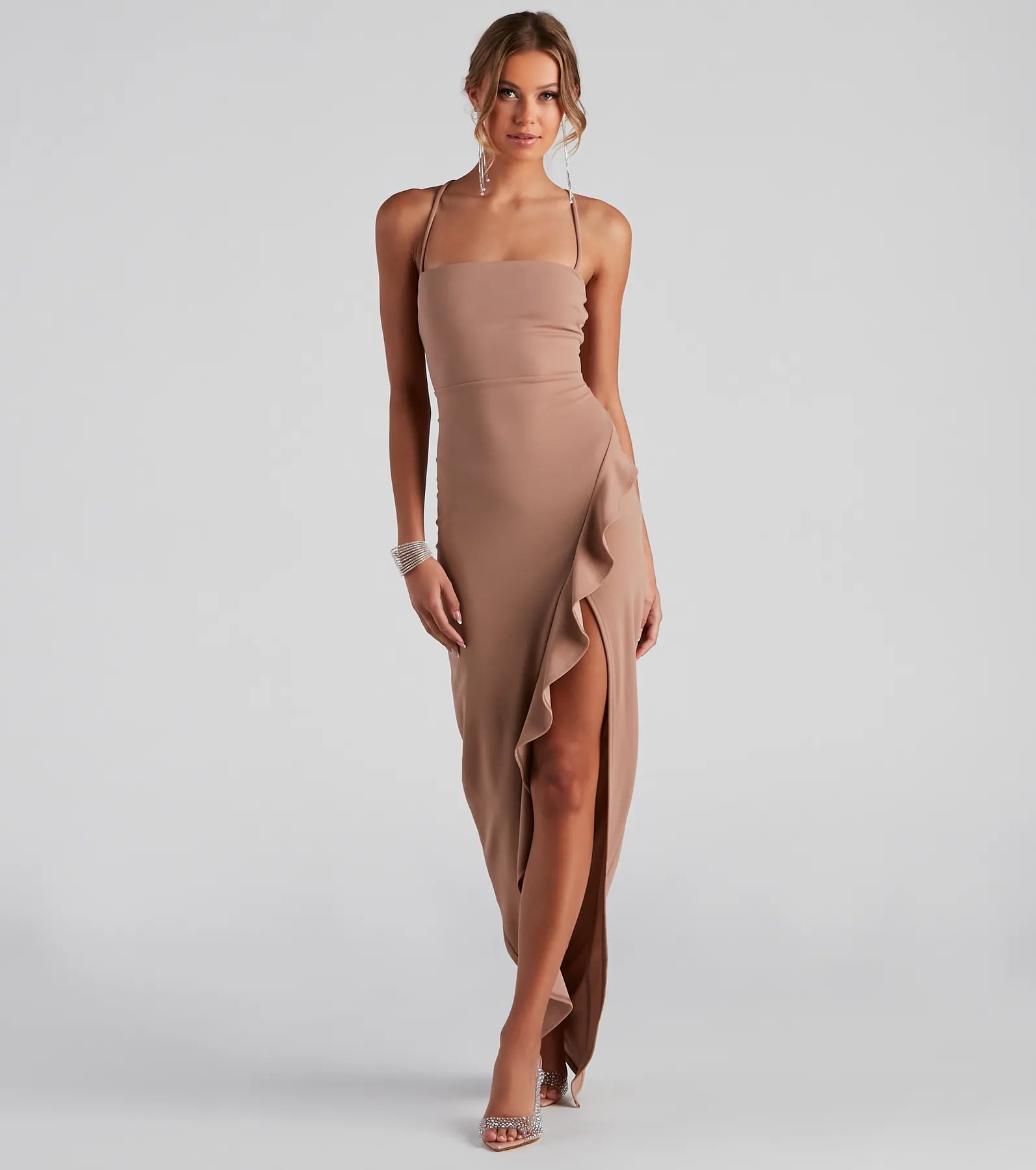 Your Chance to Save is Now!Tiffany Sleeveless High Slit Formal Dress