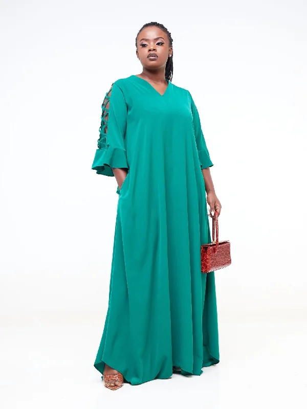 Don’t Wait – Shop Today!Dali 3/4 Cut Out Sleeve Maxi Dress - Green