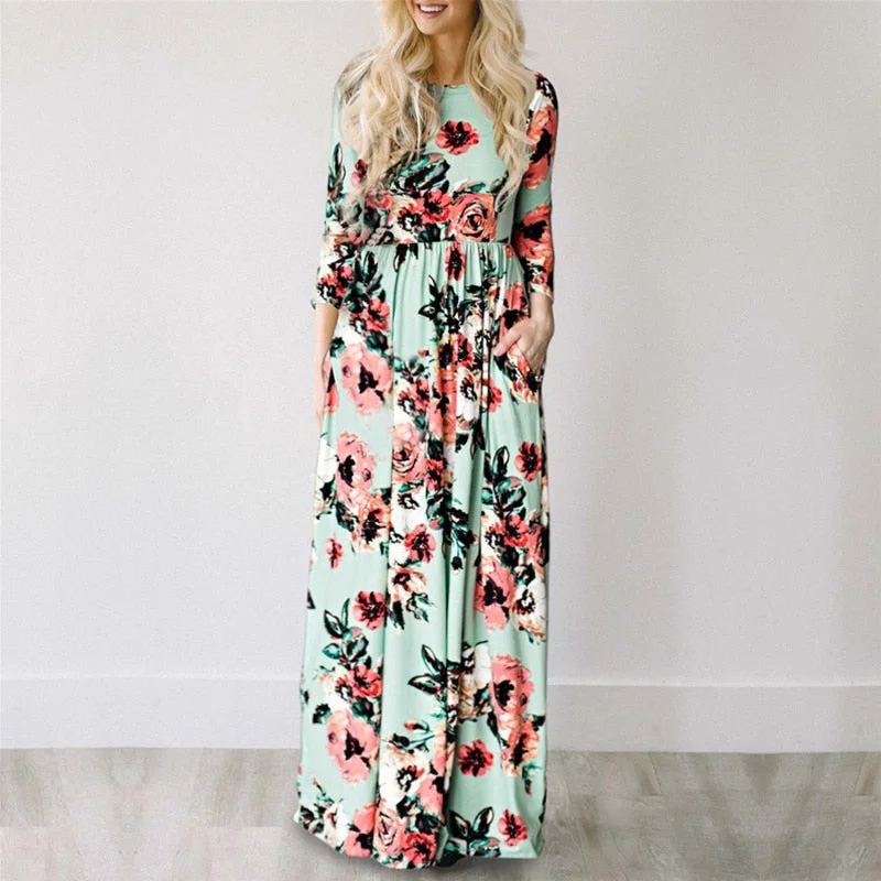 Unlock Huge Savings Now!Amy Fashion - Floral Evening Party Plus Size Vestidos Maxi Dress