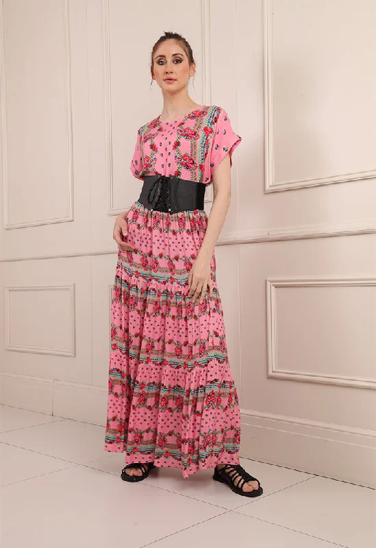 Hot Deals You Can’t Resist!Floral Printed Tiered Skirt