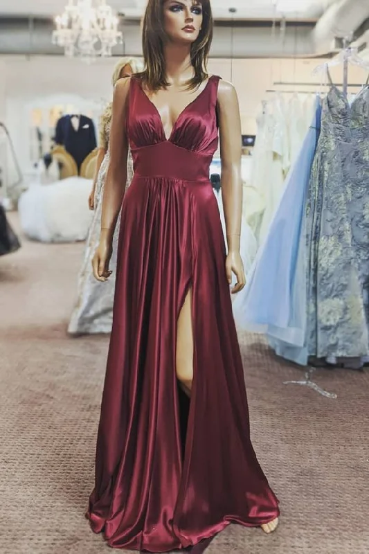 Flash Deals – Act Quickly!A-line gold long bridesmaid dress with slit prom dress    cg16623