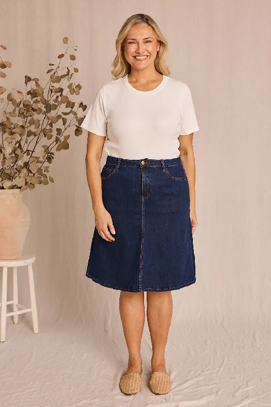 The Sale You’ve Been Waiting For!Adrift Denim Short A-Line Skirt in Mid Wash