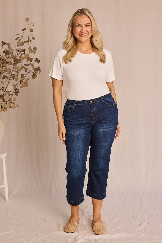 Everything Must Go!Adrift Denim Cropped Straight Leg Jeans in Dark Wash
