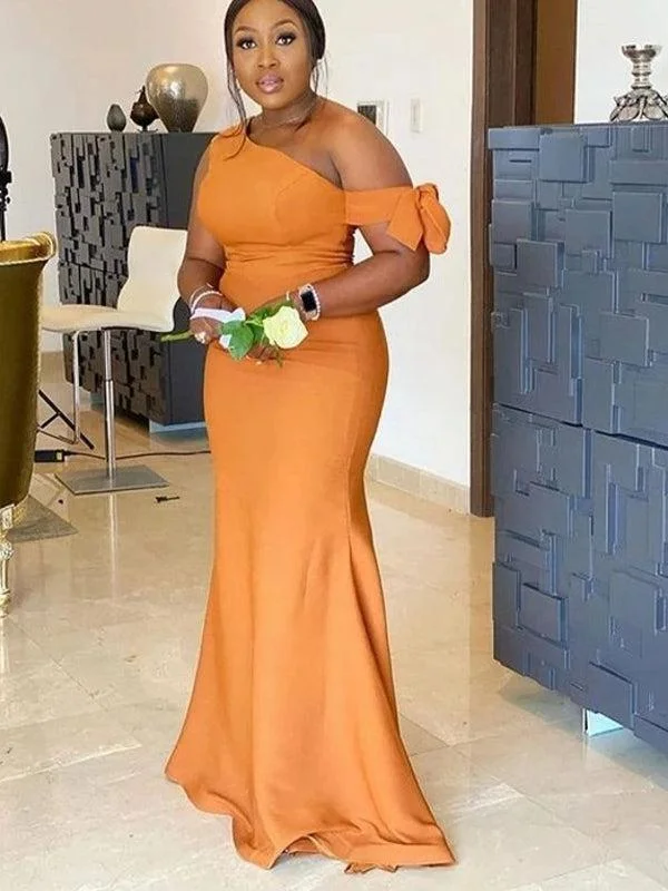 New Discounts Just Dropped!Affordable Mermaid Unique New Satin Plus Size Modest Long Formal Bridesmaid Dresses BD198