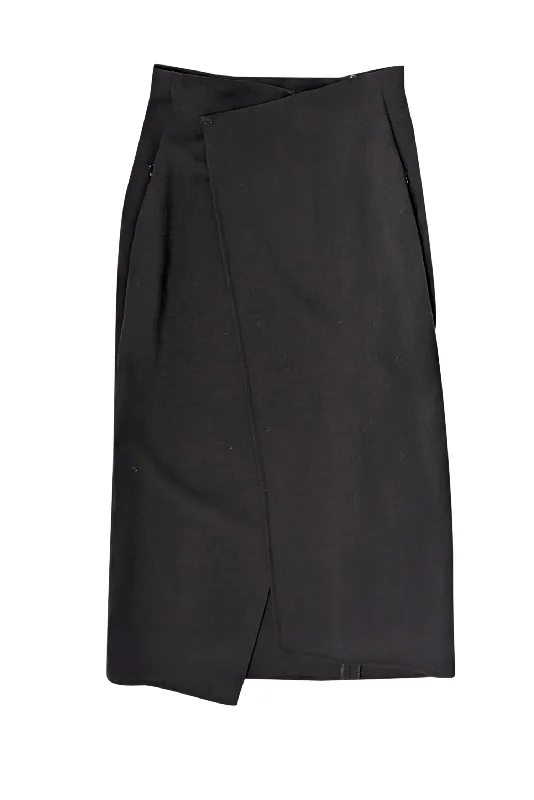 Get More, Spend Less – Shop Now!Akris - Black Wool Faux Wrap Maxi Skirt Sz 6