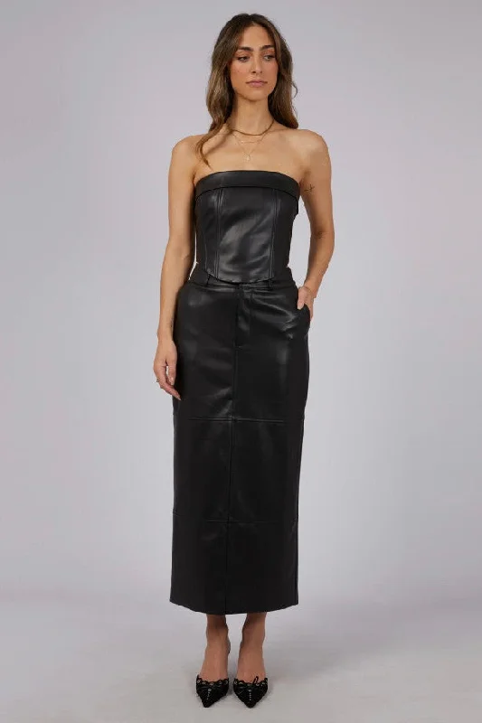 Limited Deals, Unlimited Savings!Alice Black Faux Leather Maxi Skirt