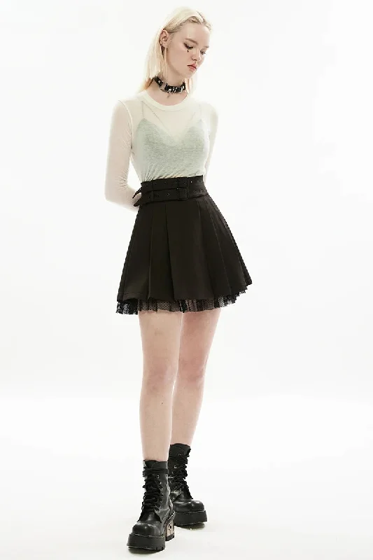 Save Like Never Before!Personality Elastic Waist with Pleated Gauze Skirt Detachable Dark Style Women's Daily Waistband