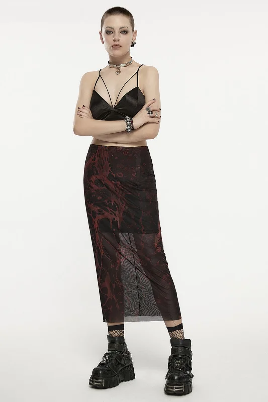Shop the Hottest Deals!Women's Pattern Lava Straight Printed Irregular Gothic Original Soft Fashion Gauze Sexy Personality Skirt
