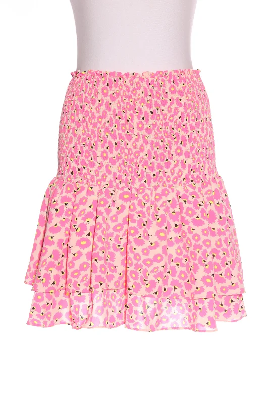 Buy More, Pay Less!AUGUSTINE - Tiered fluro pink blossom print skirt! 14