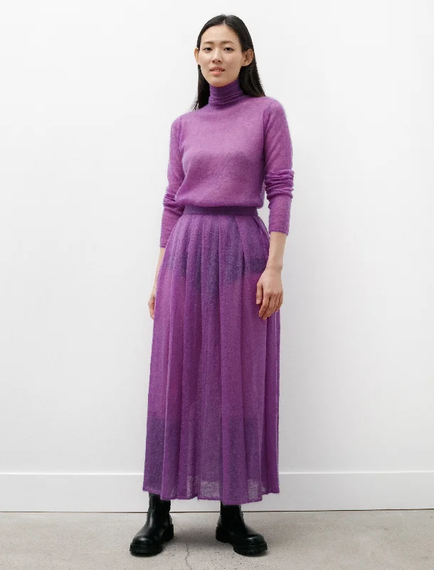 Don’t Wait – Deals Won’t Last!Kid Mohair Sheer Knit Pleated Skirt Purple