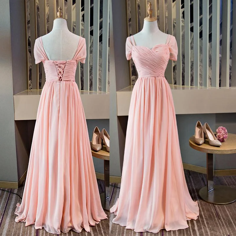 Shop the Hottest Deals!Beautiful Pink Mismatch Long Chiffon Bridesmaid Dress, Pink Party Dress New Prom Dress Party Dress   cg15940