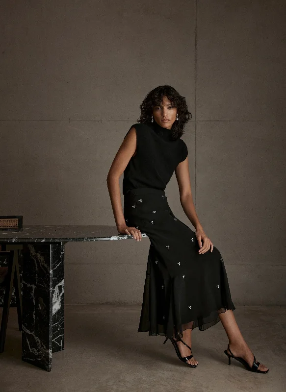 The Best Sale of the Year!Black Embellished Maxi Skirt