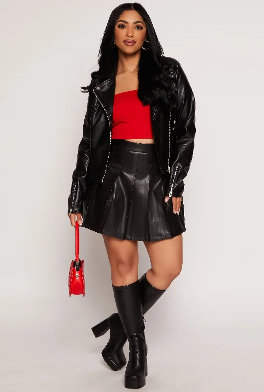 Get the Best for Less!Faux Leather High Waist Pleated Mini Skirt
