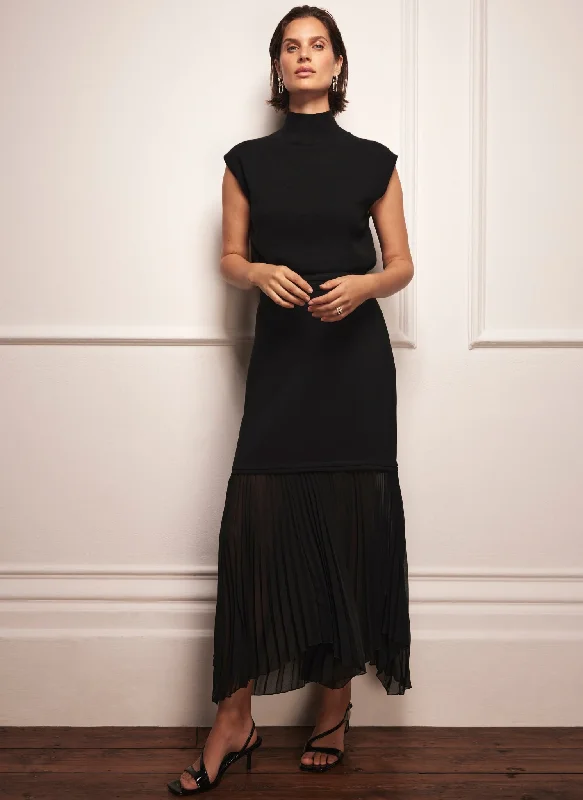 Unmissable Offers Await!Black Sheer Pleated Maxi Skirt