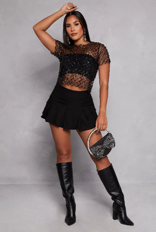 Only a Few Left – Order Now!Stretch Cargo Pocket Pleated Mini Skort