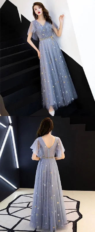 Get It Before It’s Gone!Blue tulle long prom dress, blue tulle bridesmaid dress    cg17029