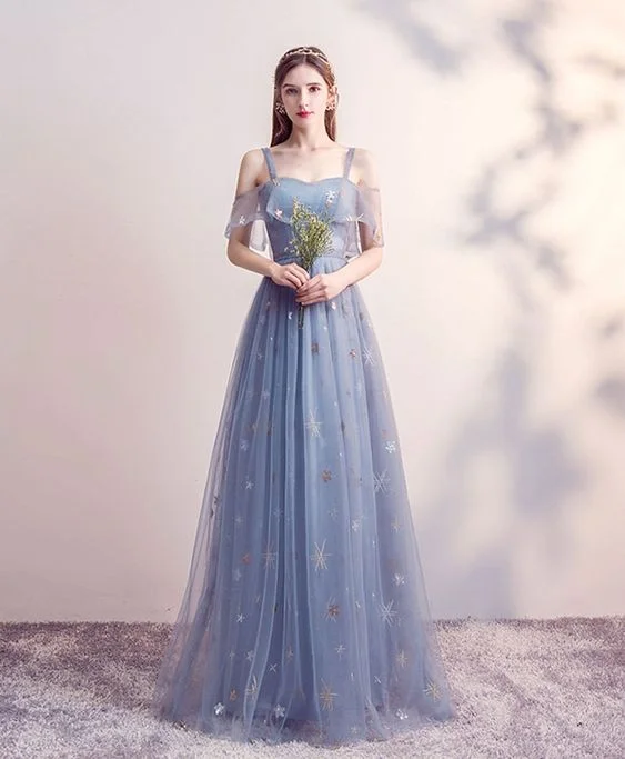 Lowest Prices Guaranteed!Blue tulle long prom dress blue tulle bridesmaid dress   cg17688