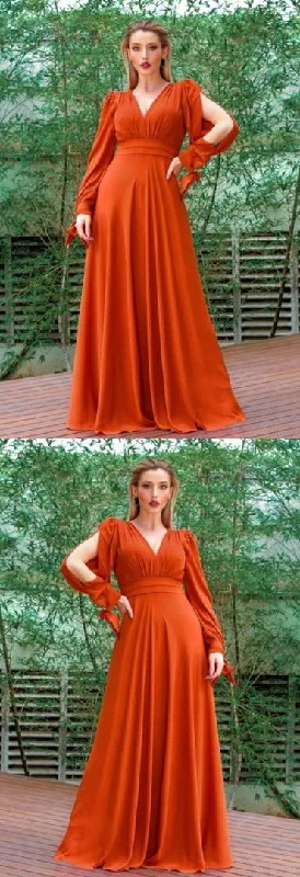 Savings You Can’t Ignore!Burnt orange bridesmaid dresses with sleeves prom dresses      cg24685