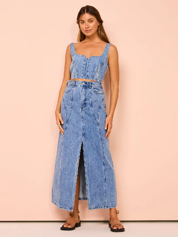 Hot Deals You Can’t Resist!By Johnny Blue Jean Beauty A-Line Skirt in Blue Wash