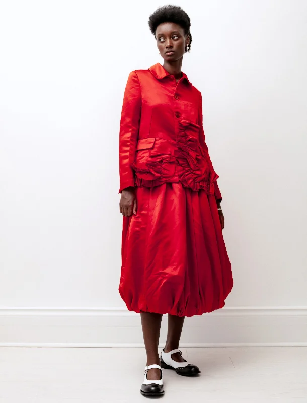 Steals and Deals Await!Satin Balloon Hem Skirt Lipstick Red