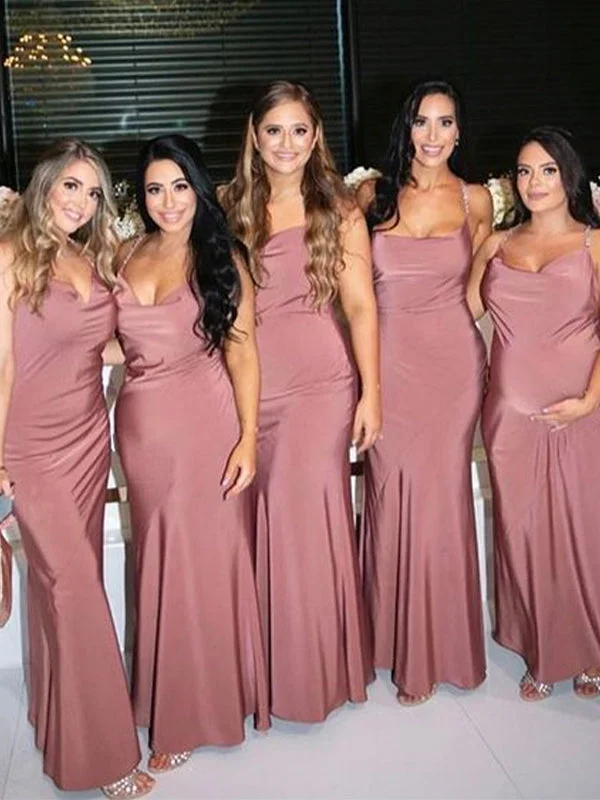 Shop the Hottest Deals!Charming Dusty Rose Spaghetti Strap Elegant Long Simple Bridesmaid Dresses BD221