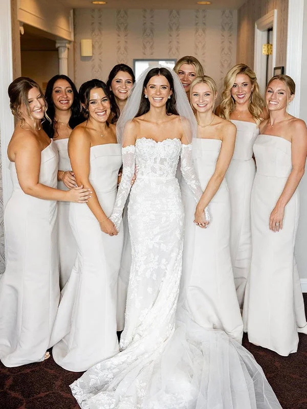 Savings You Can’t Ignore!Charming Strapless Modest Popular Plus Size Elegant Long Formal Bridesmaid Dresses BD224