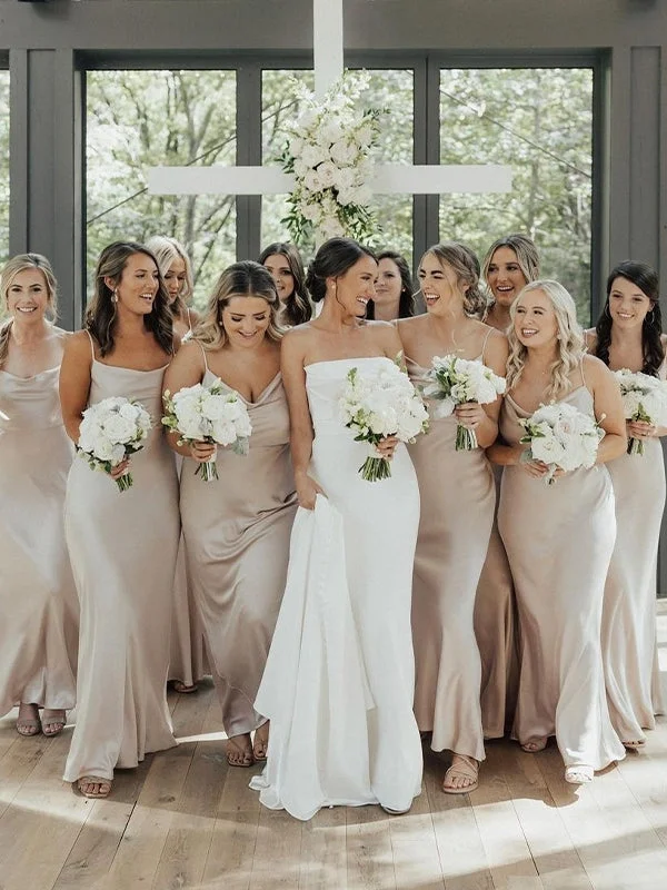 Get More, Spend Less – Shop Now!Cheap Simple Spaghetti Straps New Plus Size Elegant Long Formal Bridesmaid Dresses BD212