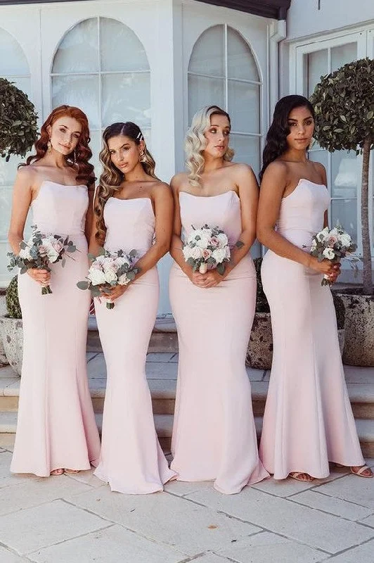 Save More with Every Purchase!Curved Strapless Light Pink Bridesmaid Dresses Floor-Length