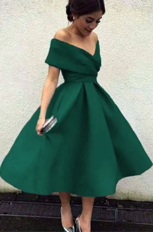 Upgrade for Less!Dark green prom dresses,tea length ball gown,tea length bridesmaid dresses cg2211