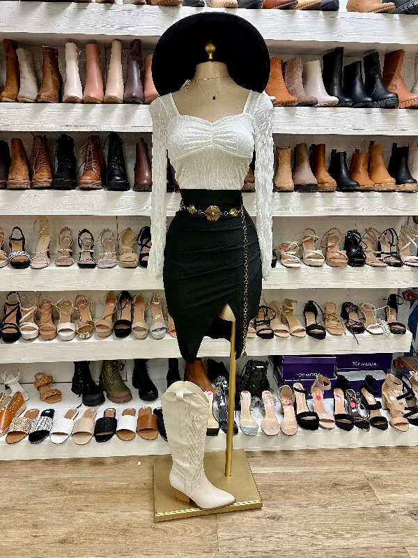 Amazing Prices You Can’t Resist!Draped Midi Skirt Black