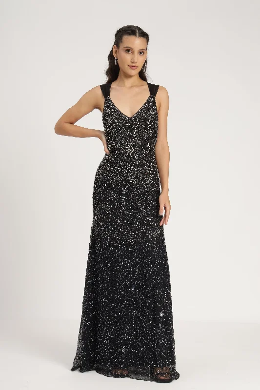 Save Money, Shop Happy!Dream Embellished Maxi Dress in Black