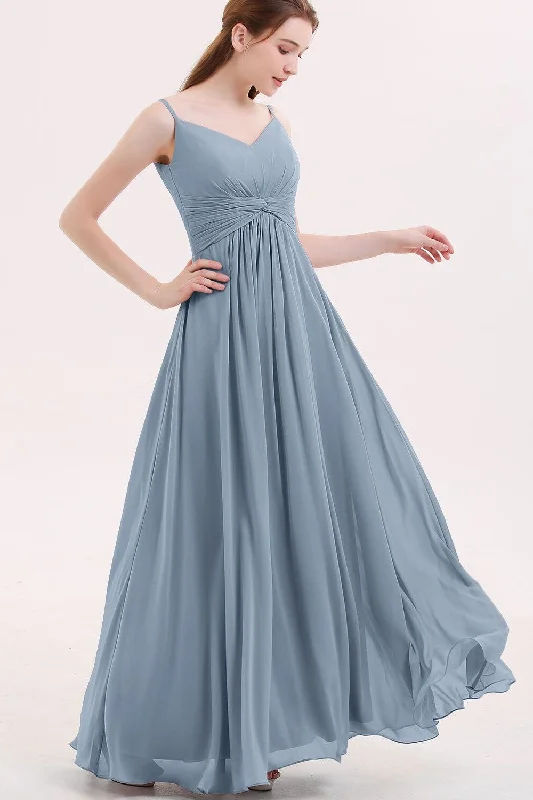 Hurry, Sale Ends Soon!Dusty Blue Bridesmaid Dresses Long Chiffon Skirt Vestido de la dama de honor