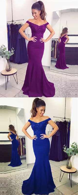 Find the Best Deals Here!elegant mermaid bridesmaid dresses off the shoulder v neck lace appliques train Prom Dresses    cg16412