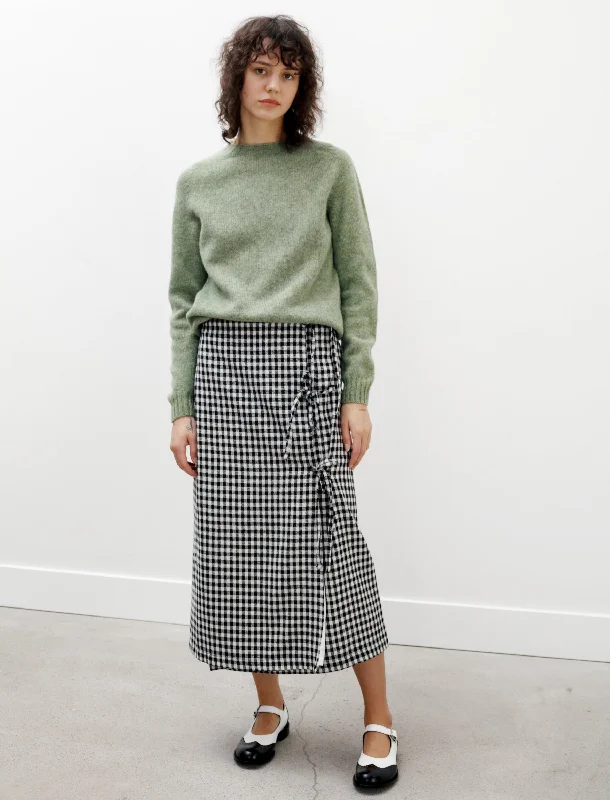 Your Wallet Will Thank You!Bows Checked Wrap Skirt Black and White