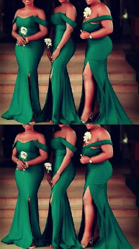 Save More When You Shop More!Emerald Green Mermaid Satin Bridesmaid Dress Prom Dresses     cg21745