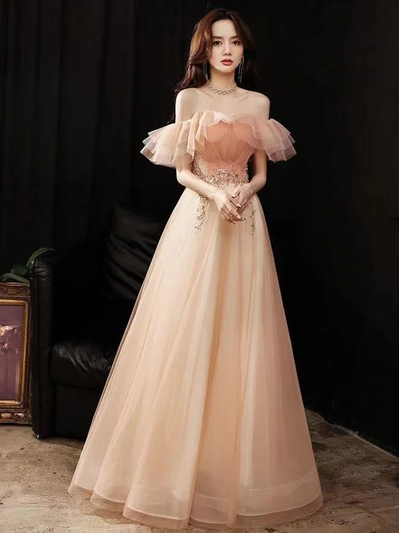 Buy One, Get One Free!Flounce Collar Evening Dress, Off Shoulder Bridesmaid Dress Long Prom Dress   cg22198