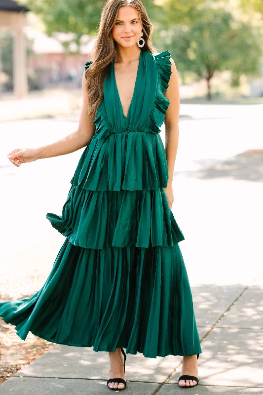 Your Discount is Waiting!For The Drama Apline Green Ruffled Midi Dress
