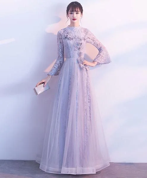 Buy More, Save More!Gray tulle lace long prom dress gray tulle lace bridesmaid dress cg4148