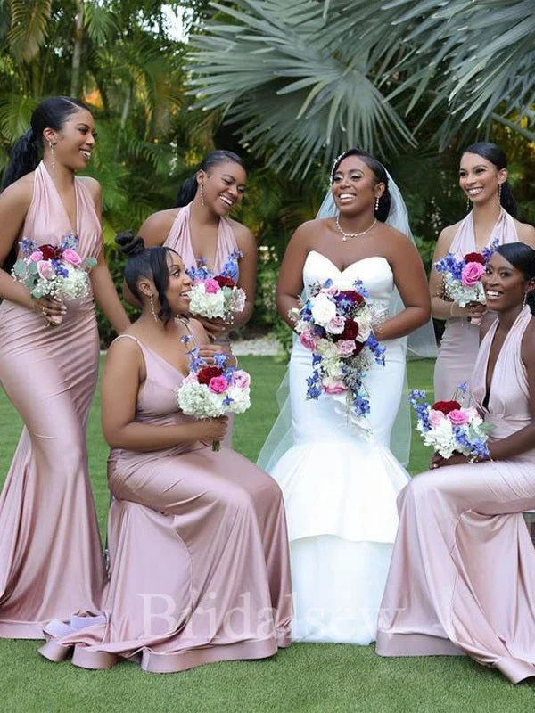Limited Stock Available!Halter Sexy Custom Mermaid Elegant Long Formal Bridesmaid Dresses BD160
