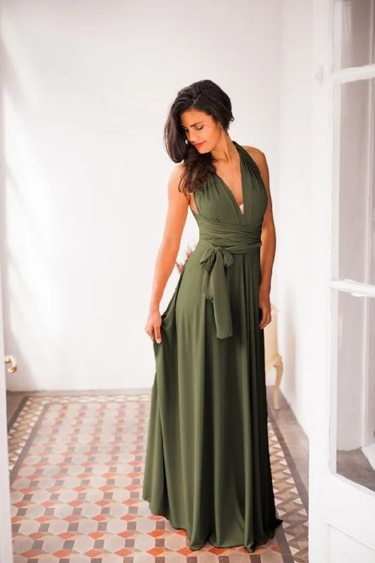 Hot Deals You Can’t Resist!Hot Sell Olive Green Long Prom Dress Bridesmaid Dresses cg3925