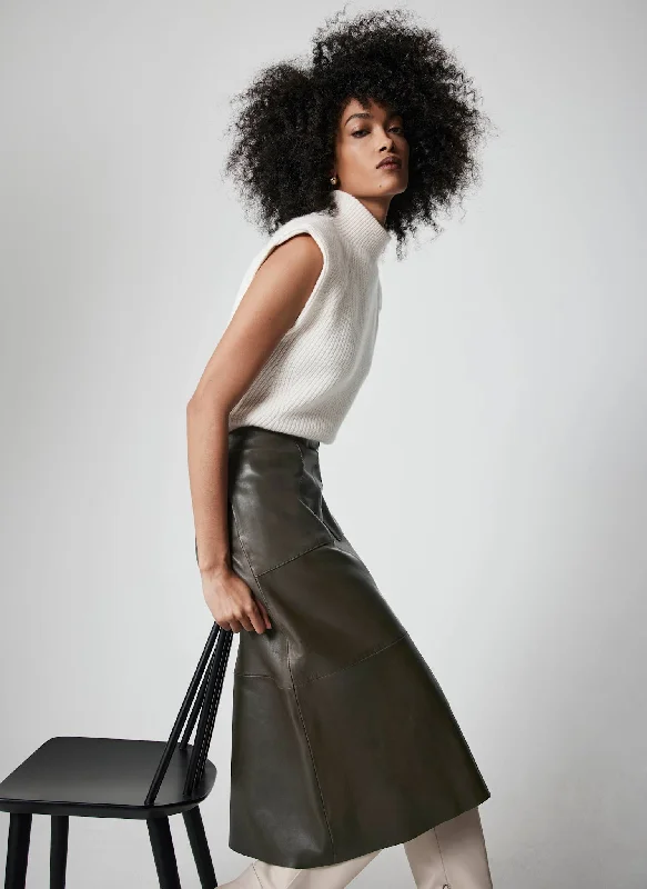 Today’s Deals, Tomorrow’s Regrets!Khaki Leather Midi Skirt