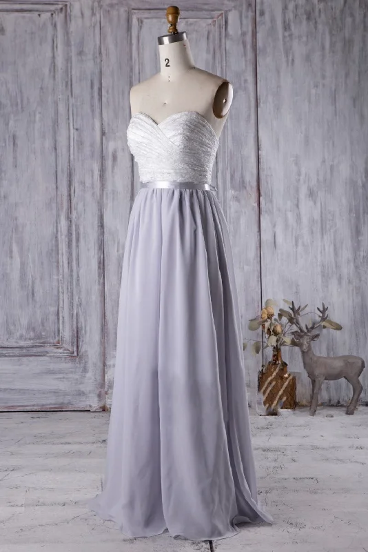 Unlock Huge Savings Now!Lace Pleated Bridesmaid Gown with Strapless Sweetheart Neckline