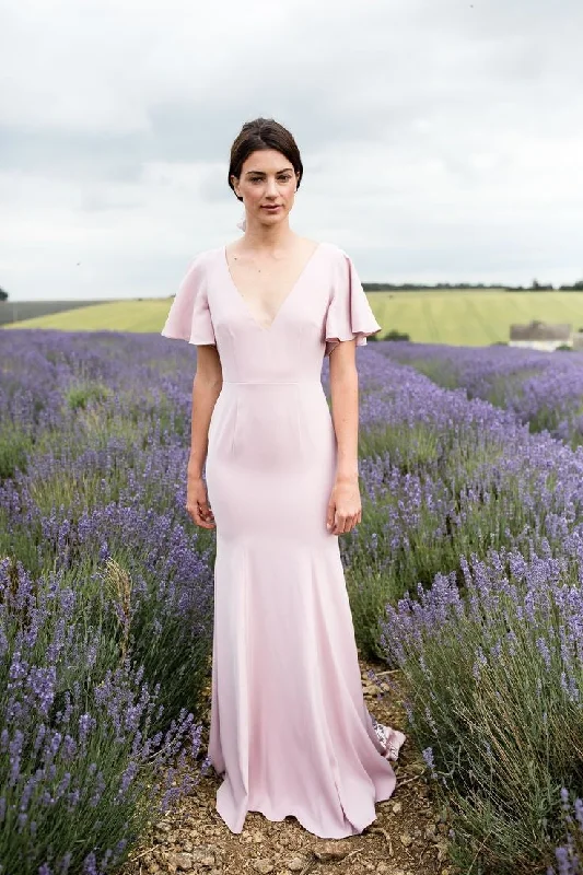 Flash Deals – Act Quickly!Light Pink Bridesmaid Dresses with Flared Sleeves