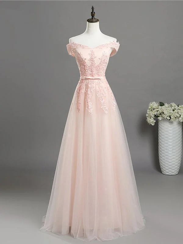 Best Offers of the Month!Light Pink Sweetheart Lace Applique Long prom Party Dress, Pink Bridesmaid Dress   cg16281