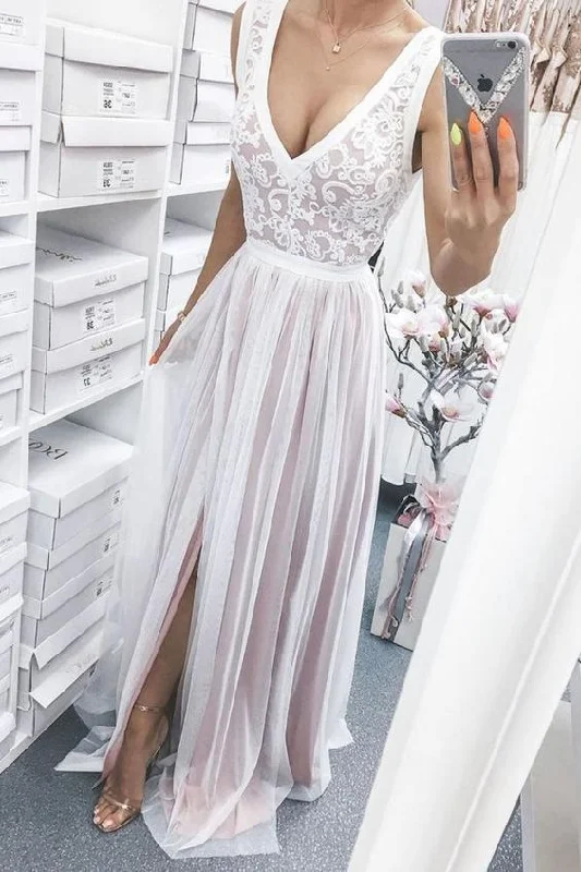 Mega Sale Happening Now!Light pink tulle lace long prom dress tulle lace bridesmaid dress      cg22479