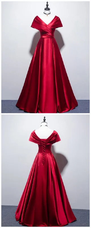 Special Discounts Inside!Long Prom Dress Satin Bridesmaid Dress,Burgundy Bridesmaid Dress   cg14752