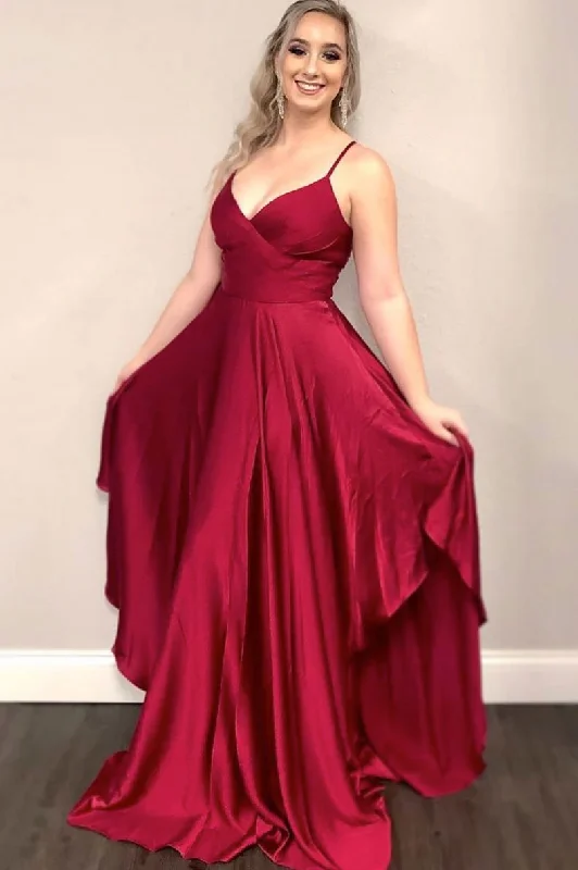 Today Only – Don’t Miss It!long prom dress Simple burgundy satin long evening dress long bridesmaid dress     cg13450