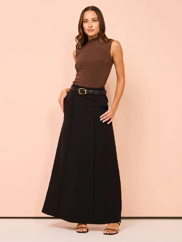Get Ready to Save!Maison Essentiele Pintuck Maxi Skirt in Black