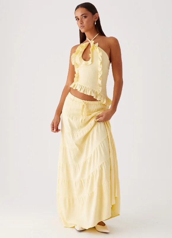 Get More, Spend Less – Shop Now!Mariella Linen Maxi Skirt - Yellow