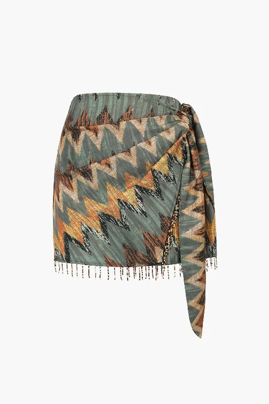 Limited-Time Price Drop!Printed Knot Mini Skirt